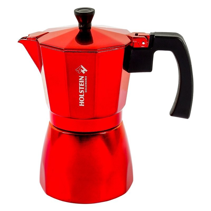 CAFETERA MOKA ALUMINIO ROJA 6 TAZAS La Feria de la Greca